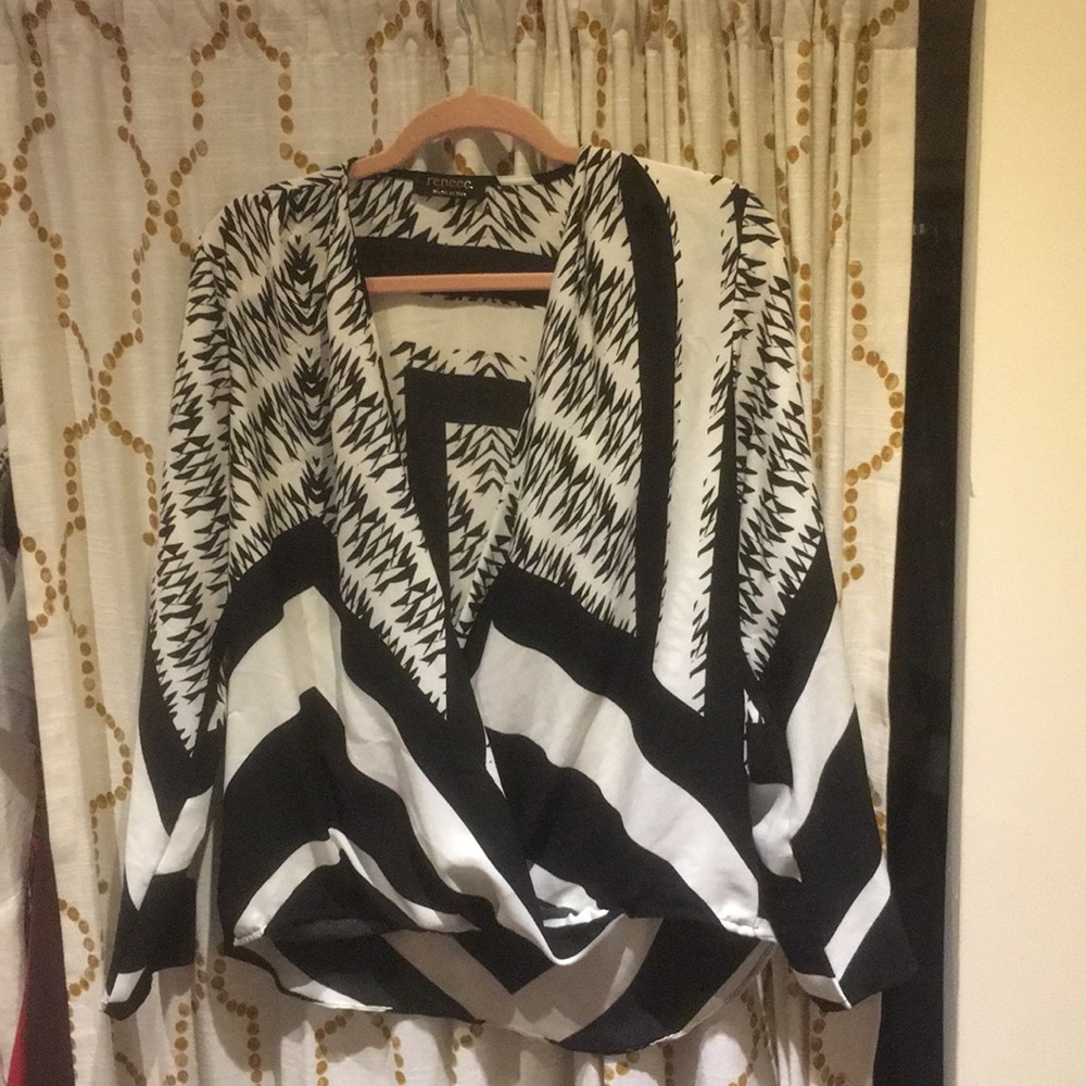 Black & White Draped Blouse